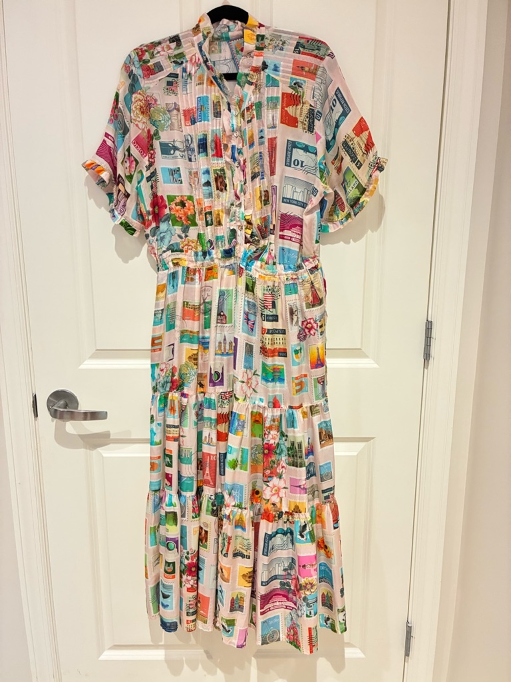Johnny Was Silk White Multi Floral Postcard Maxi Dress - Picture 2 of 11